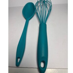 Core Kitchen Whisk and Spoon Set  Teal Blue Silicone Tools